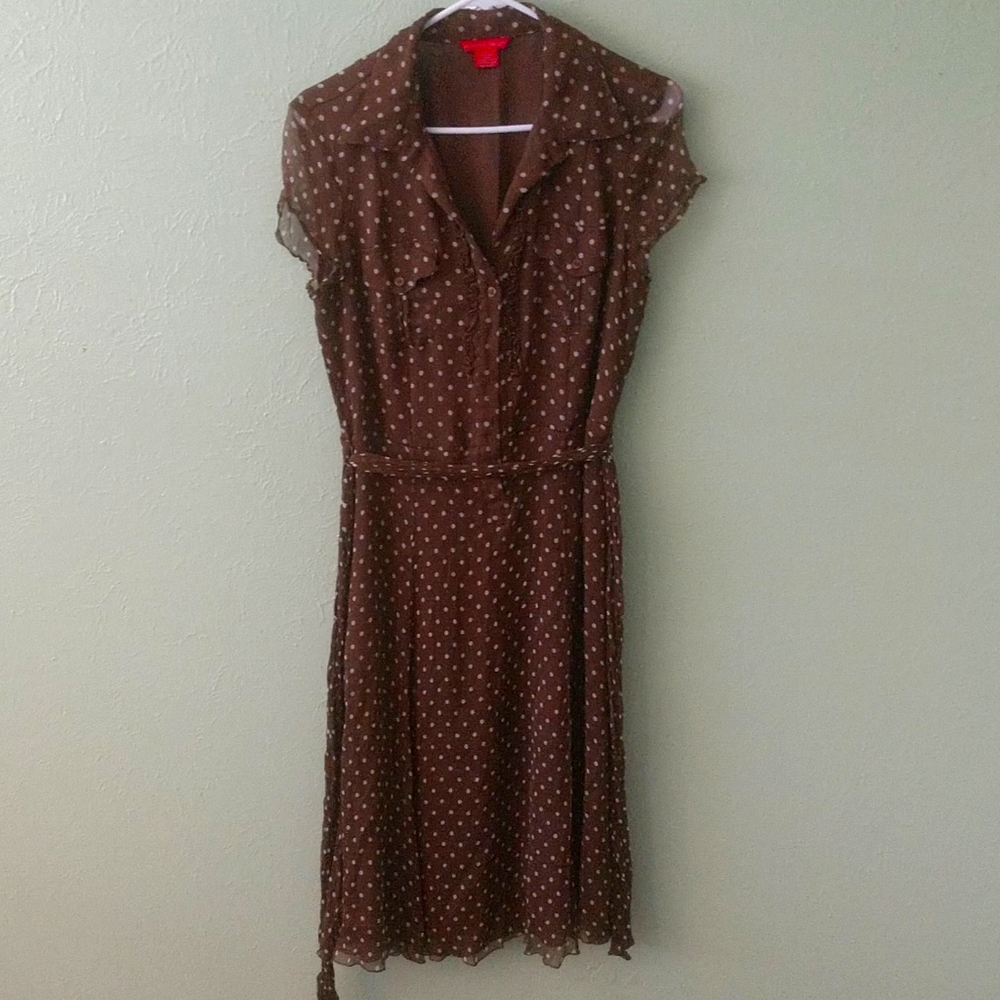 Brown and white dress